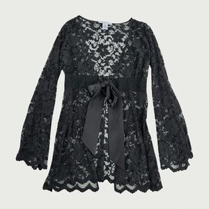 Lace Tie Front Robe Top